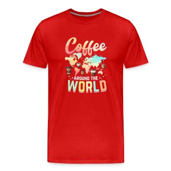 Le café dans le monde - T-shirt bio Premium Homme - rouge - Devant - Damien (186cm)
