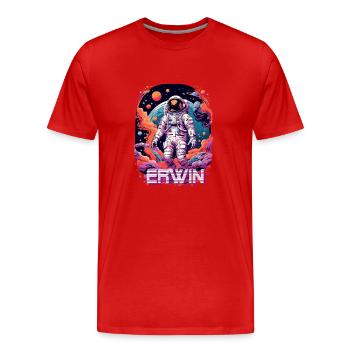 ERWIN - Schöner Jungen Name mit coolem Astronaut - Männer Premium Bio T-Shirt - Rot - Vorne - Damien (186cm)
