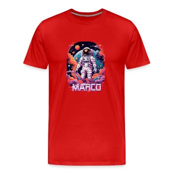 MARCO - Beau prénom de garçon avec astronaute cool - T-shirt bio Premium Homme - rouge - Devant - Damien (186cm)