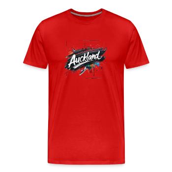 Auckland - Nouvelle-Zélande - Neuseeland - Kiwi - Aotea - T-shirt bio Premium Homme - rouge - Devant - Damien (186cm)