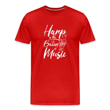 La harpe est le lard de la musique - T-shirt bio Premium Homme - rouge - Devant - Damien (186cm)