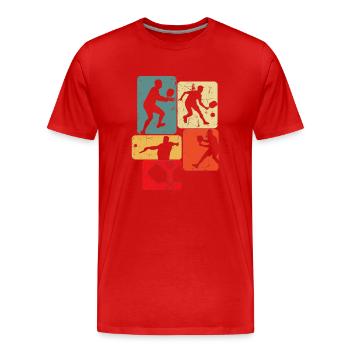 Pickleball Hommes Enfants Garçons - T-shirt bio Premium Homme - rouge - Devant - Damien (186cm)