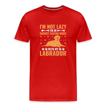 Je ne suis pas paresseux Je suis en mode économie d’énergie avec mon labo - T-shirt bio Premium Homme - rouge - Devant - Damien (186cm)