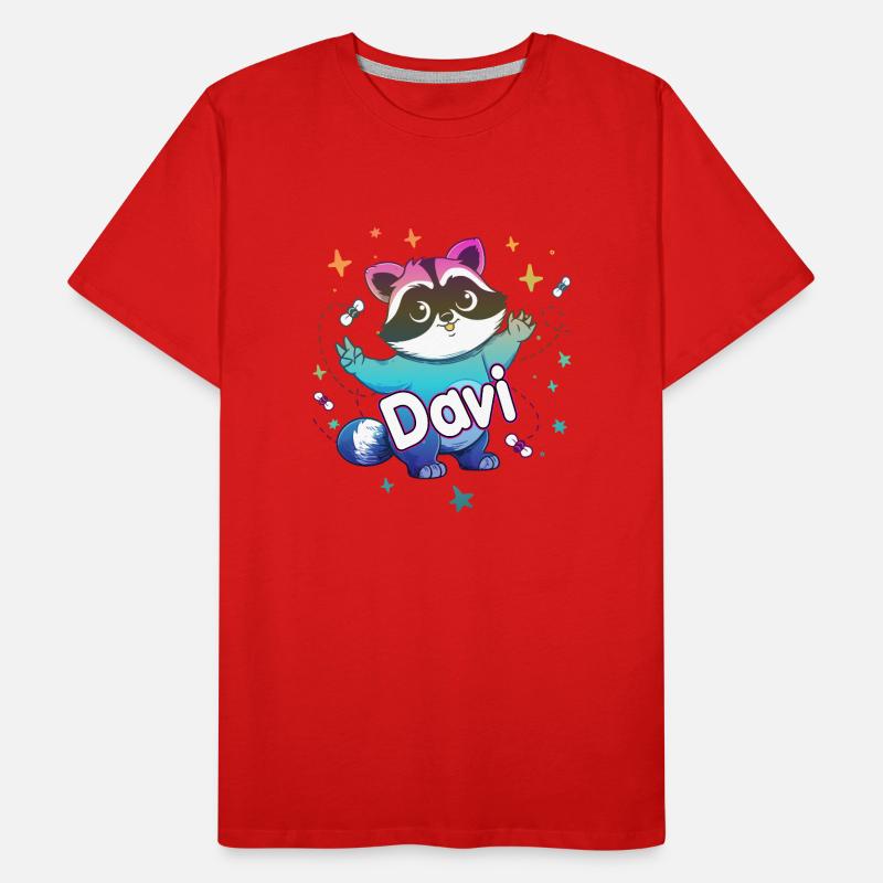 DAVI - Schöner Jungen Name mit süßem Waschbär Männer Premium Bio T-Shirt