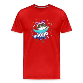 JANO - Beautiful boy name with cute raccoon - Men's Premium Organic T-Shirt - red - Front - Damien (186cm)