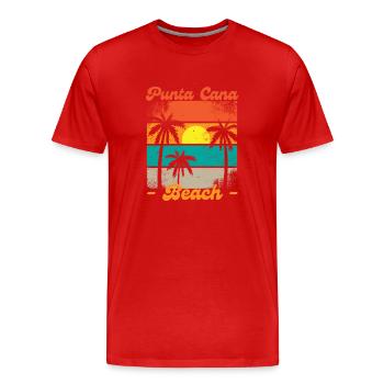 Retro sunset palm trees punta cana beach - T-shirt bio Premium Homme - rouge - Devant - Damien (186cm)