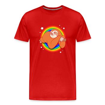 sloth laziness lazy morning grouch LGBT - Men's Premium Organic T-Shirt - red - Front - Damien (186cm)