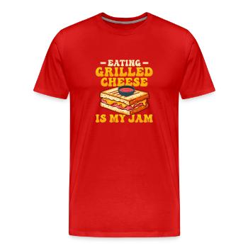 Manger du fromage grillé est mon sandwich à la confiture - T-shirt bio Premium Homme - rouge - Devant - Damien (186cm)