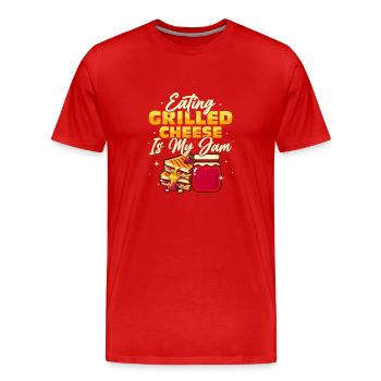 Manger du fromage grillé est mon sandwich à la confiture - T-shirt bio Premium Homme - rouge - Devant - Damien (186cm)