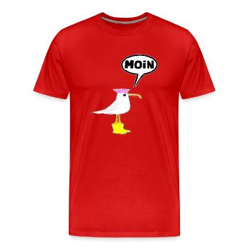 Moin Möwe Stiefel Sprechblase Frauen Gummistiefel - Männer Premium Bio T-Shirt - Rot - Vorne - Damien (186cm)