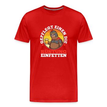 Well-groomed to the armor - Men's Premium Organic T-Shirt - red - Front - Damien (186cm)