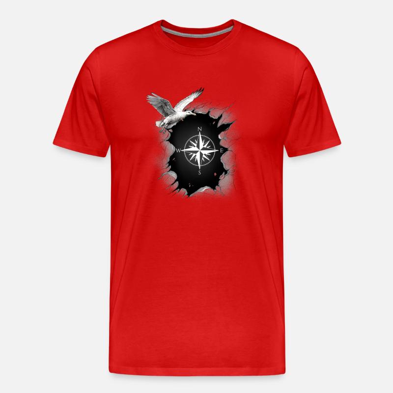 maritim Möwe Kompass Möwen Windrose - Männer Premium Bio T-Shirt - Rot