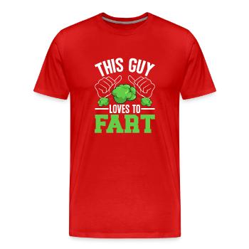 fart farting farting farting - Men's Premium Organic T-Shirt - red - Front - Damien (186cm)