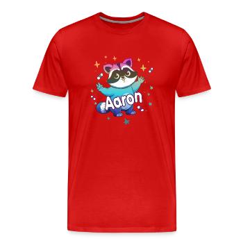 AARON - Beau nom de garçon avec un raton laveur mignon - T-shirt bio Premium Homme - rouge - Devant - Damien (186cm)