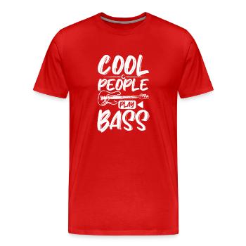 Cool people play bass - Männer Premium Bio T-Shirt - Rot - Vorne - Damien (186cm)