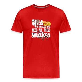 Serpent Serpent Éleveur de serpent - T-shirt bio Premium Homme - rouge - Devant - Damien (186cm)