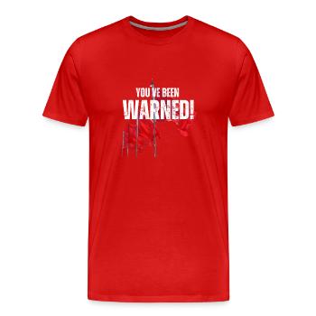 DRAPEAU ROUGE : On vous a prévenu : relation toxique : luxure - T-shirt bio Premium Homme - rouge - Devant - Damien (186cm)