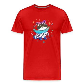 EUGEN - Beau prénom de garçon avec un raton laveur mignon - T-shirt bio Premium Homme - rouge - Devant - Damien (186cm)