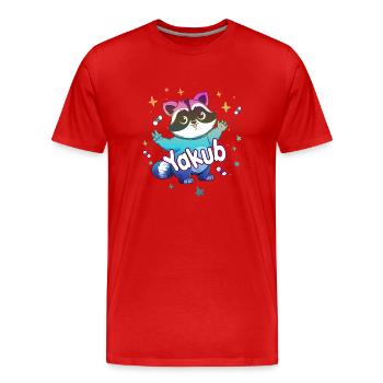 YAKUB - Schöner Jungen Name mit süßem Waschbär - Männer Premium Bio T-Shirt - Rot - Vorne - Damien (186cm)