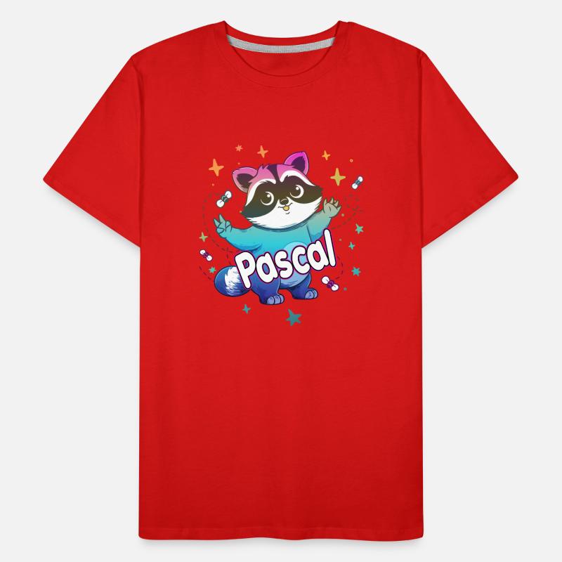 PASCAL - Beau nom de garçon avec un raton laveur mignon T-shirt bio Premium Homme