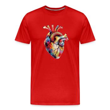 Coeur anatomique coloré Coeur médical - T-shirt bio Premium Homme - rouge - Devant - Damien (186cm)