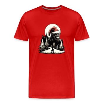 Santa Claus Bigfoot - Men's Premium Organic T-Shirt - red - Front - Damien (186cm)