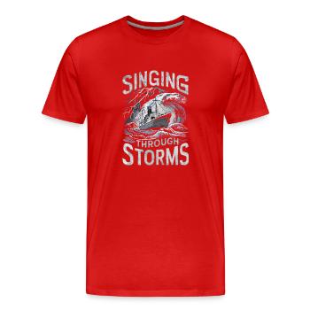 Sailors Sea Shanty Singing Ship Adventures - Men's Premium Organic T-Shirt - red - Front - Damien (186cm)