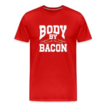 Body By Bacon - Men's Premium Organic T-Shirt - red - Front - Damien (186cm)