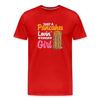 Pancake Breakfast Pancakes - Men's Premium Organic T-Shirt - red - Front - Damien (186cm)