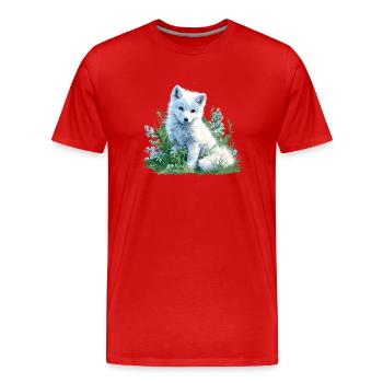 Renard arctique Polarfüchse Polarfuchs - T-shirt bio Premium Homme - rouge - Devant - Damien (186cm)