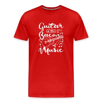 La guitare est le lard de la musique - T-shirt bio Premium Homme - rouge - Devant - Damien (186cm)
