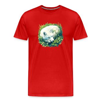 Renard arctique Polarfüchse Polarfuchs - T-shirt bio Premium Homme - rouge - Devant - Damien (186cm)