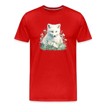 Renard arctique Polarfüchse Polarfuchs - T-shirt bio Premium Homme - rouge - Devant - Damien (186cm)