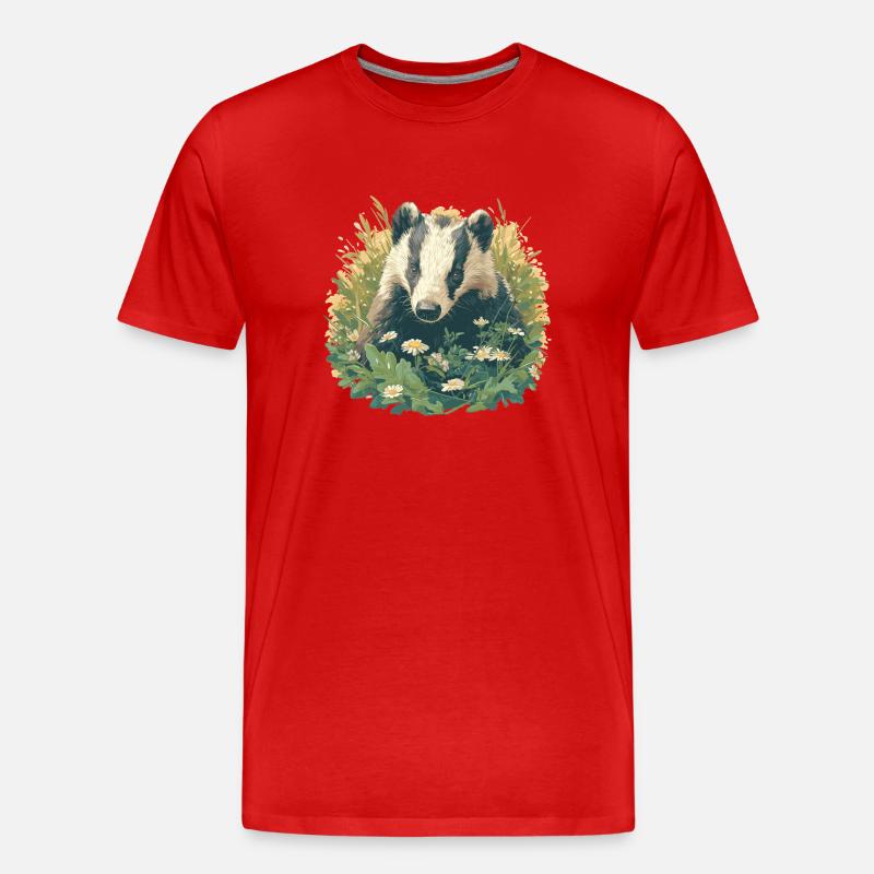 Badger Dachse Dachs - Männer Premium Bio T-Shirt - Rot