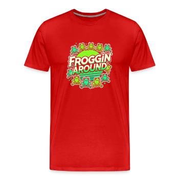 Chasseur de grenouilles amphibiens, piégeage de grenouilles - T-shirt bio Premium Homme - rouge - Devant - Damien (186cm)
