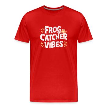 Chasseur de grenouilles amphibiens, piégeage de grenouilles - T-shirt bio Premium Homme - rouge - Devant - Damien (186cm)