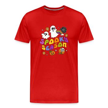Spooky Season - Männer Premium Bio T-Shirt - Rot - Vorne - Damien (186cm)