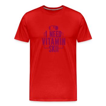 Ski Snowboard Montagne Vacances Neige Freestyle - T-shirt bio Premium Homme - rouge - Devant - Damien (186cm)