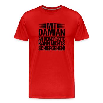 Vorname Damian - Männer Premium Bio T-Shirt - Rot - Vorne - Damien (186cm)