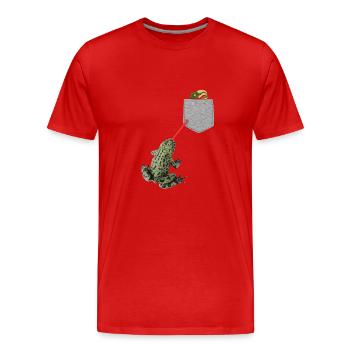 Langue de grenouille atteignant le têtard dans votre poche - T-shirt bio Premium Homme - rouge - Devant - Damien (186cm)
