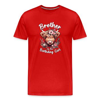 Frère De La Fille D’anniversaire - T-shirt bio Premium Homme - rouge - Devant - Damien (186cm)