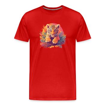Tiger - Men's Premium Organic T-Shirt - red - Front - Damien (186cm)