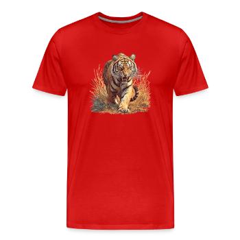 Tiger - Männer Premium Bio T-Shirt - Rot - Vorne - Damien (186cm)