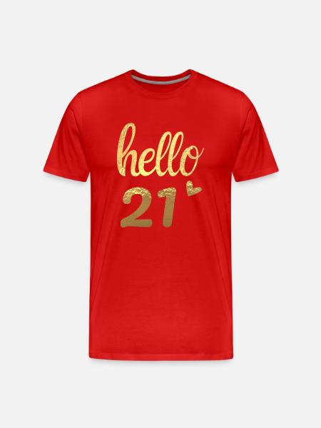 Hello 21 Gold - Men's Premium Organic T-Shirt - red