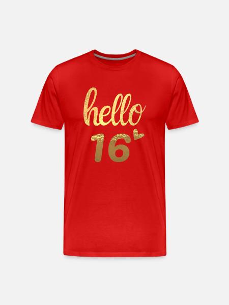 Hello 16 doré - T-shirt bio Premium Homme - rouge