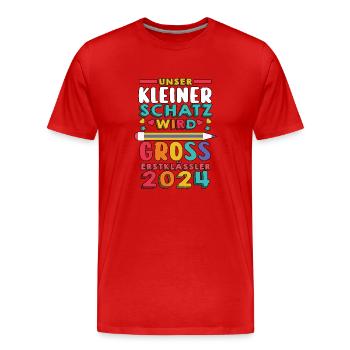 Parents Schoolchild Primary School First Grade School Enrollment - Men's Premium Organic T-Shirt - red - Front - Damien (186cm)