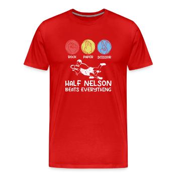 Stein, Papier, Schere - Männer Premium Bio T-Shirt - Rot - Vorne - Damien (186cm)
