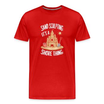 Kreative Sandburgen Kunst am Strand | Skulpturen - Männer Premium Bio T-Shirt - Rot - Vorne - Damien (186cm)
