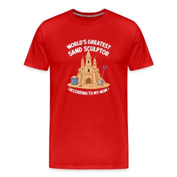 Kreative Sandburgen Kunst am Strand | Skulpturen - Männer Premium Bio T-Shirt - Rot - Vorne - Damien (186cm)