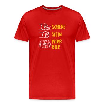 Scissors Stone Couple Beer Drinker Bavaria - Men's Premium Organic T-Shirt - red - Front - Damien (186cm)